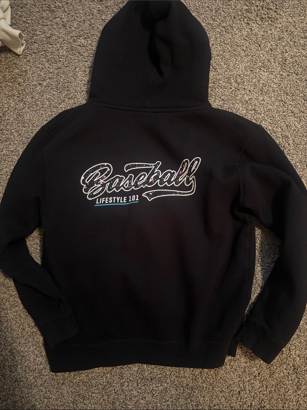 Baseball Lifestyle 101 Kids Black Hoodie